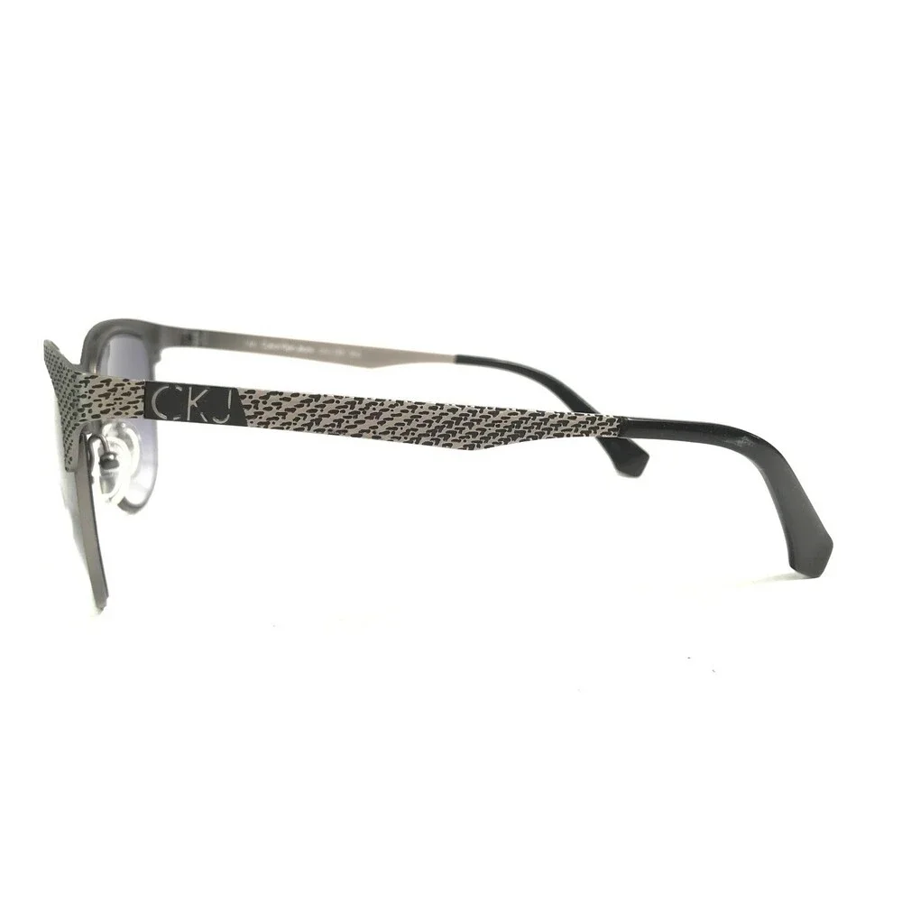 Calvin Klein Jeans Sunglasses CKJ114S 006 Gray Round Frames with Purple Lenses